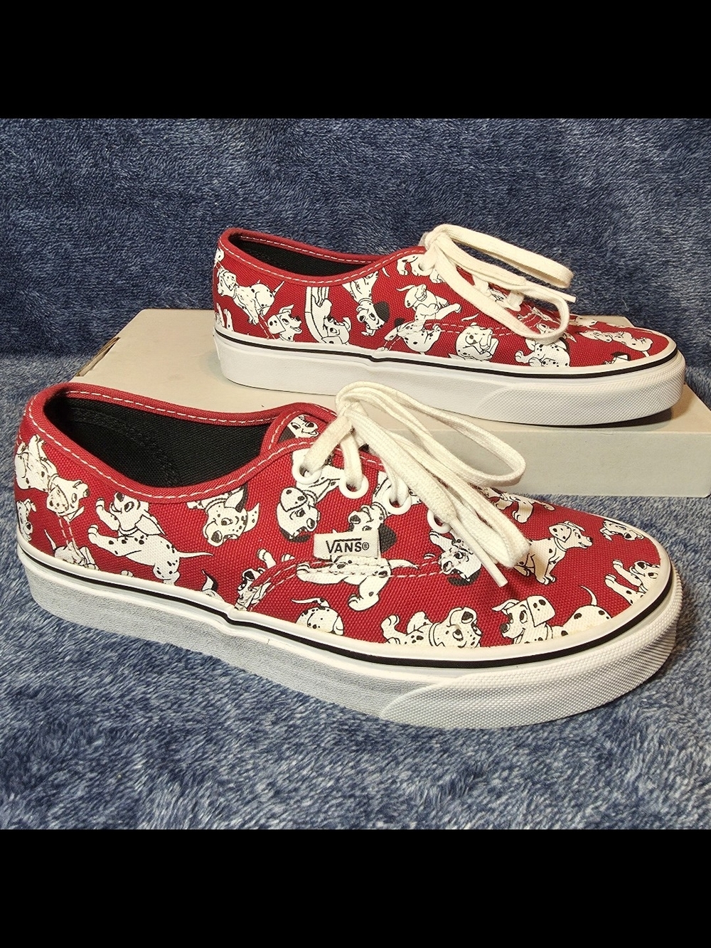 Vans Red Dalmatian-Print Authentic Low-Top Sneakers
